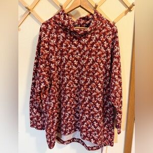 Lands End Women's Long Sleeve Waffle Funnel Neck Top Plus size 1x